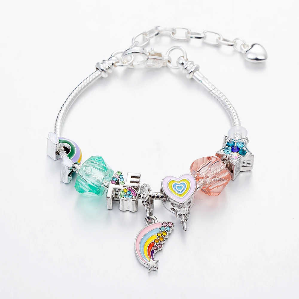 ANNAPAER nowy Design prostota słodkie kolorowe koraliki w kształcie tęczowe serce Charms bransoletki specjalna oferta prezent dla matki kobiet