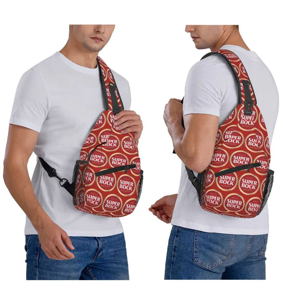 

Super Bock Chest Bag Men Sling Crossbody Backpack Chest Bag Traveling Hiking Daypack Shoulder Bag