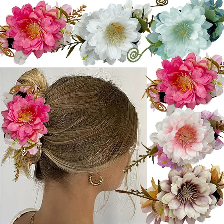 

New fashion Acryl Haarclip Elegante Simulatie Bloem Plastic Klauw Clip Bloemen Haai Clip Haarspeld Haaraccessoires Voor Vrouwen