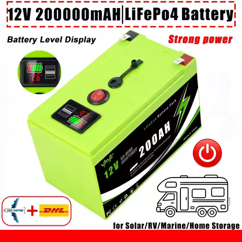 High-Cycle🥅Lithium Battery 12V 200Ah LiFePO4🥅 Deep Cycle Battery Lron Phosphate Battery Ideal for Off-Grid Solar, Camping&amp;RV