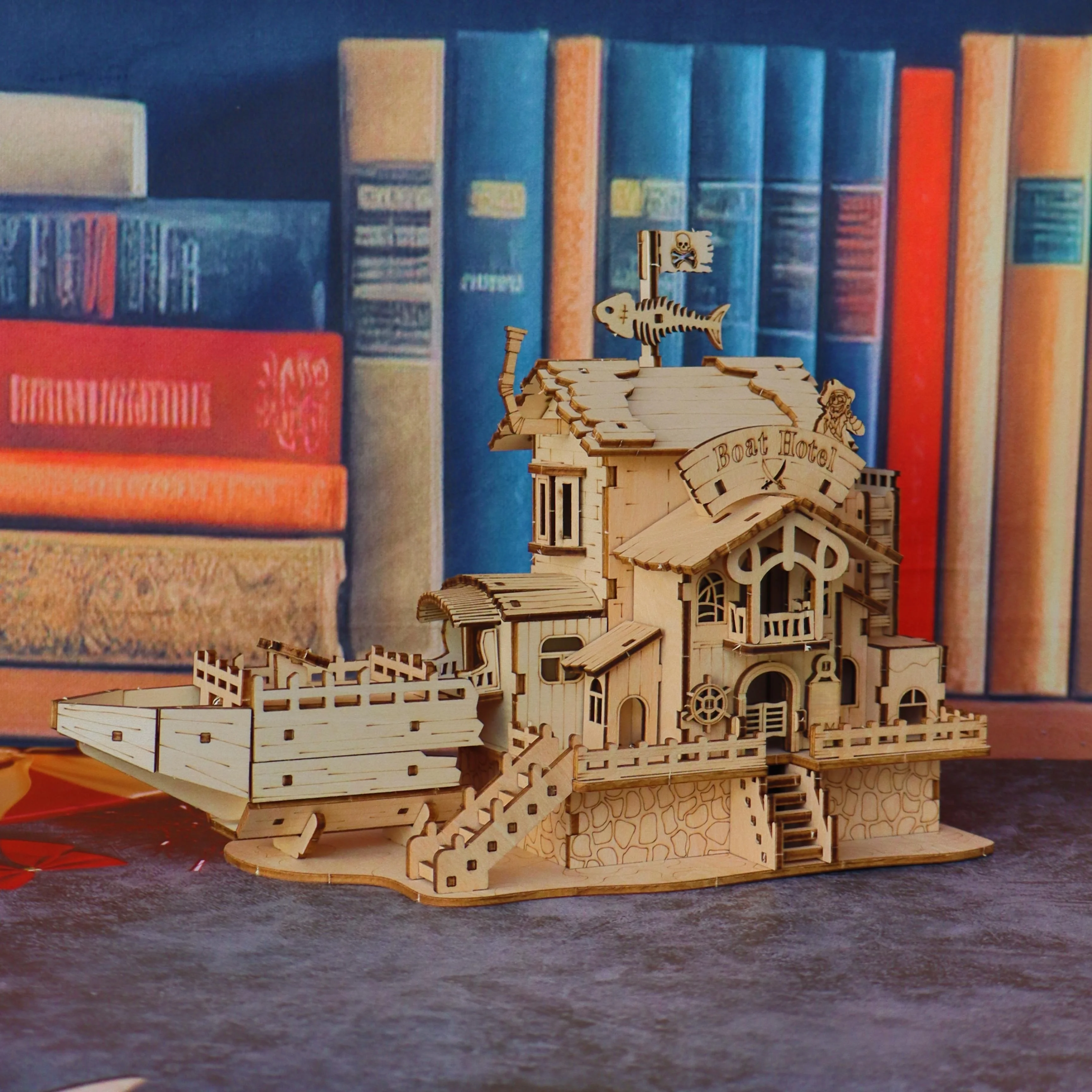 3D 나무 해적선 퍼즐 모델, 창의적인 선박 건설 세트, 나무 블록 장난감 조합, 할로윈 크리스마스 선물