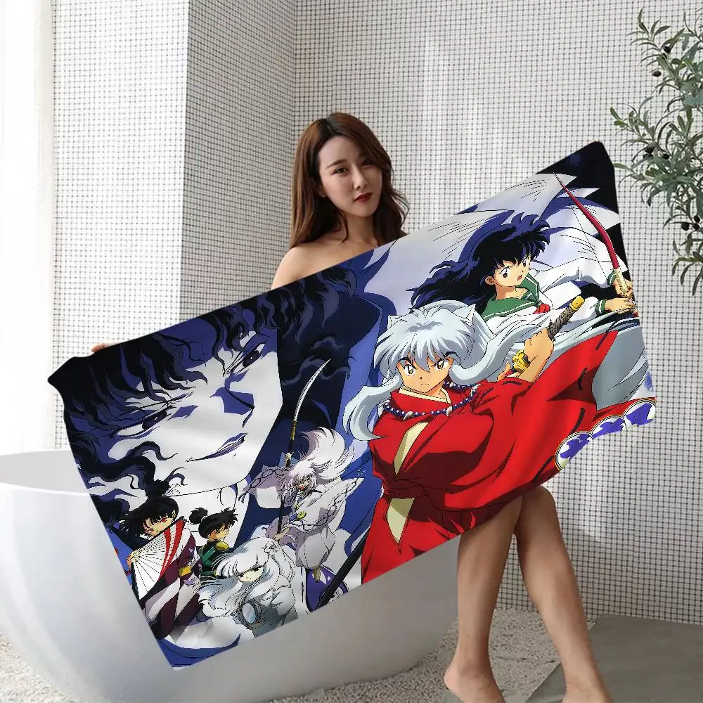 Japanese Anime I-Inuyasha Microfiber Printed Beach Towel Mountain Climbing Yoga Beach Swimming Running Absorbent Soft Towel