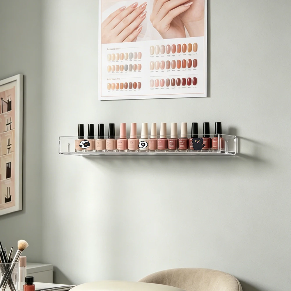 4 Packs Wall Mounted Clear Acrylic Nail Polish Rack, Hanging Display Organizer for Paint Perfume Essential Oils Storage