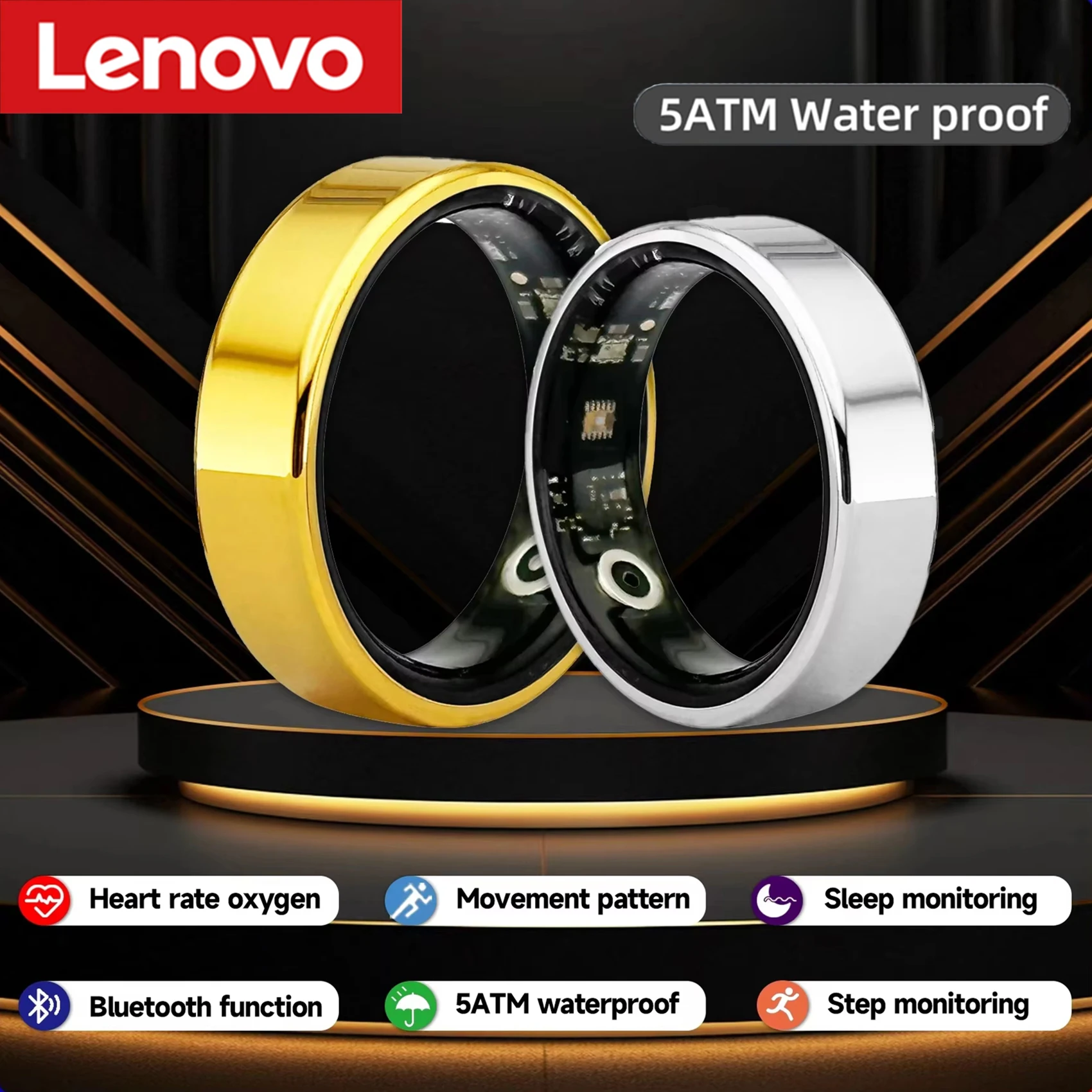 Xiaomi SR08 Smart Ring LED-Display Herzfrequenz Blutsauerstoffüberwachung Multi-Sportmodi 5ATM Wasserdicht für Männer Frauen