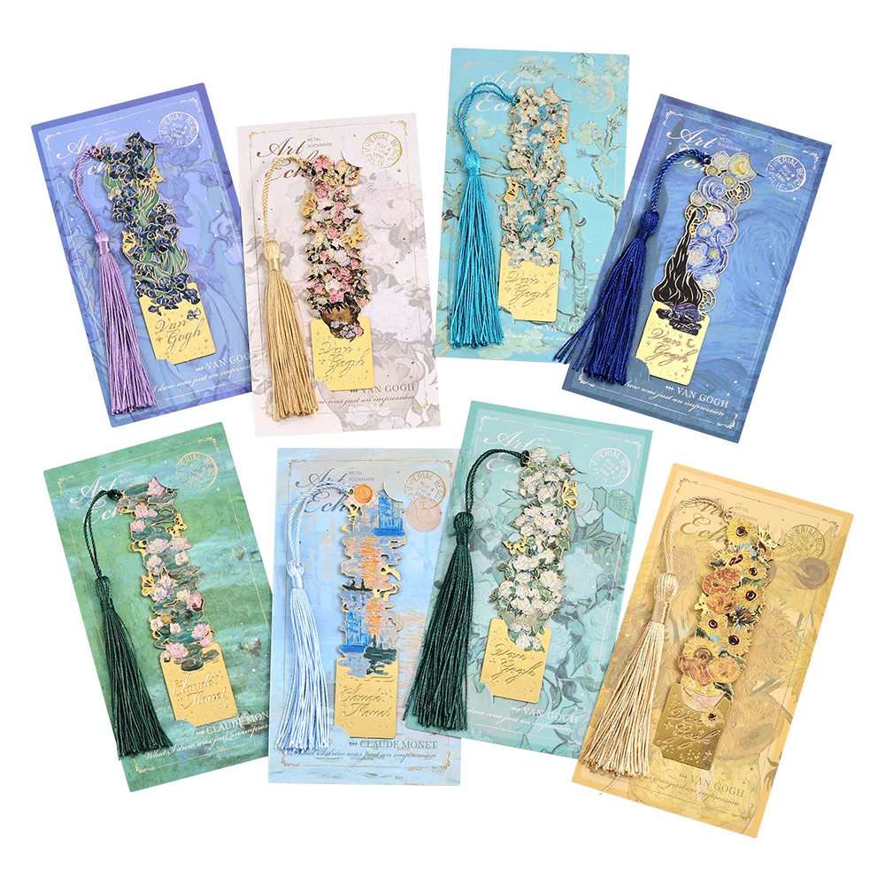 علامة مرجعية معدنية للرسم الزيتي على الطراز القديم، لوحة فان جوخ الشهيرة بشرابة مجوفة، مشبك كتب ديكور مجلة إبداعية