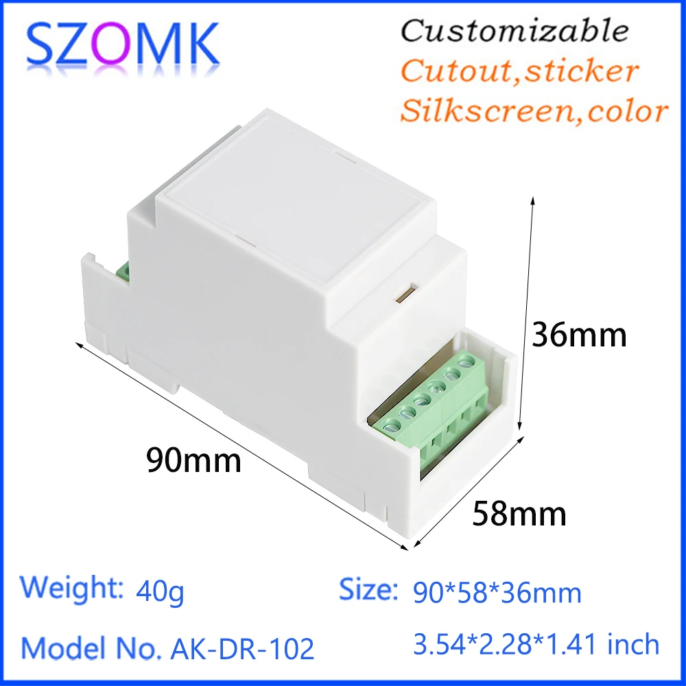 1Piece SZOMK din rail junction box  90X58X36mm ABS plastic case enclosure terminal block