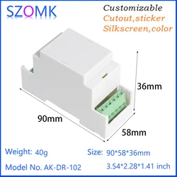 1Piece SZOMK din rail junction box  90X58X36mm ABS plastic case enclosure terminal block