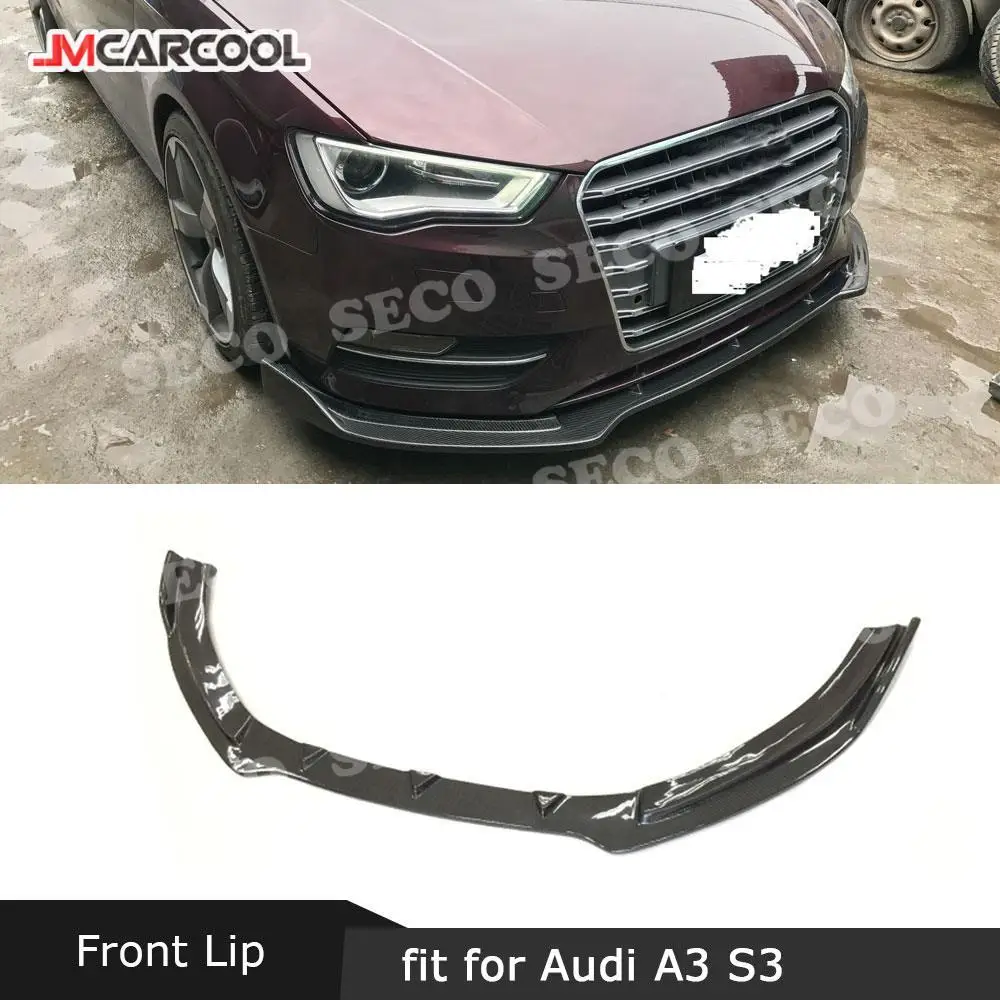 

JMCARCOOL For Audi A3 Sline S3 Sedan 4 door 2014 2015 2016 Front Lip Spoiler Carbon Fiber Head Bumper Shovel Car Styling
