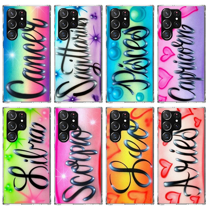 Aries Leo Libra Pisces Virgo Capricorn Phone Case For Samsung Galaxy S23 S24 Ultra S22 + S21 Plus S20 FE Cover S10E S10 S9 S8