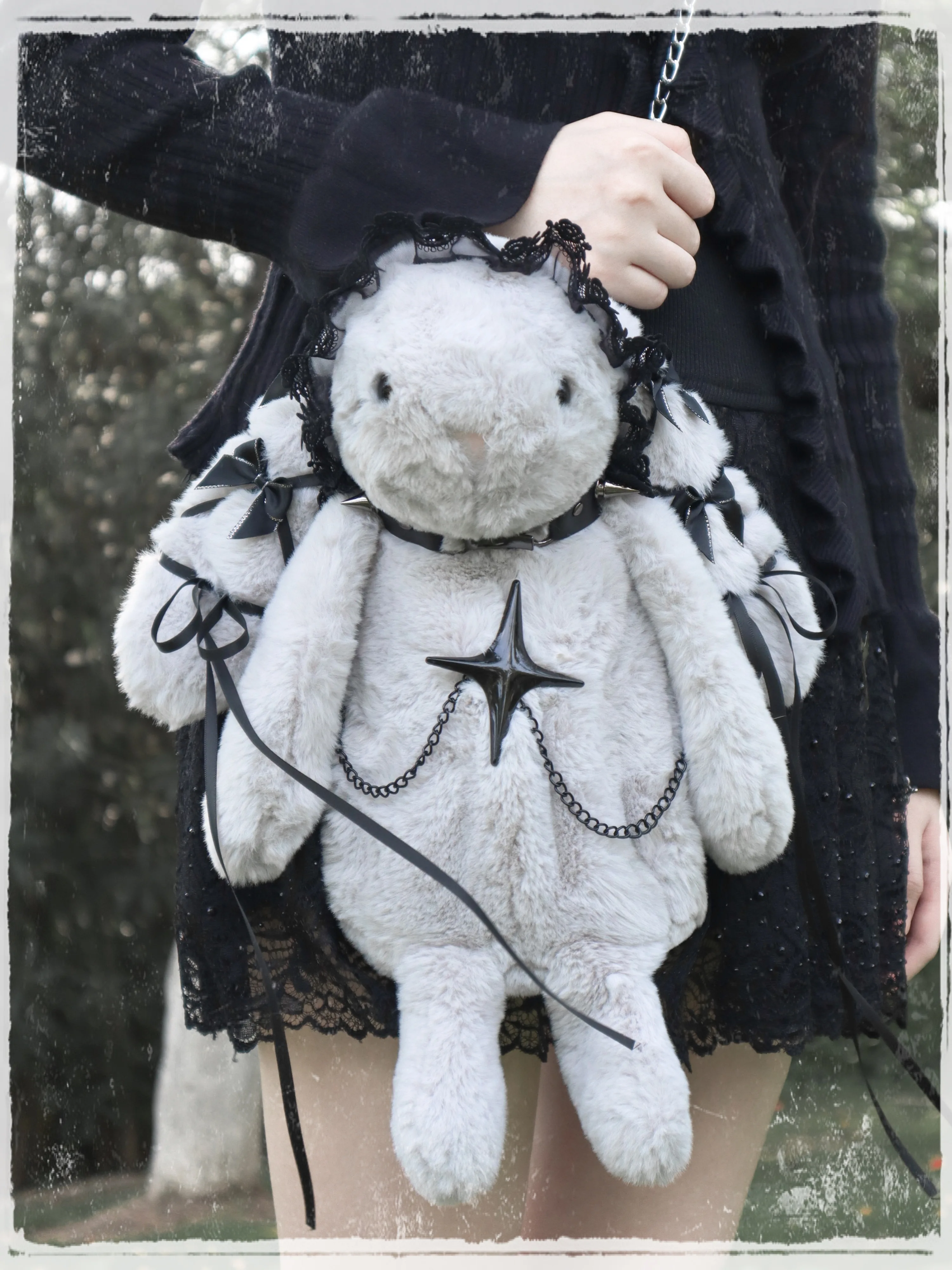 Originele Hart Konijn Subcultuur Y2k Diagonale Opknoping Tas Vrouwen Niche Zoete Cool Dark Goth Y2k Babes Pluche Lolita Pop Tas Meisje