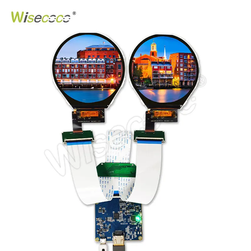 3.4 Inch Dual Round IPS LCD Display 1600×800 Circular Monitor Driver Board for Raspberry Pi Windows PC Smart Home Dashboard