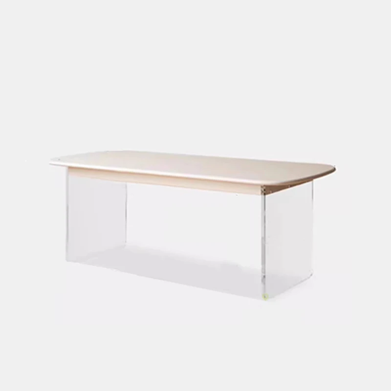 

Solid wood modern minimalist suspended acrylic computer workbench, home cream style dining table