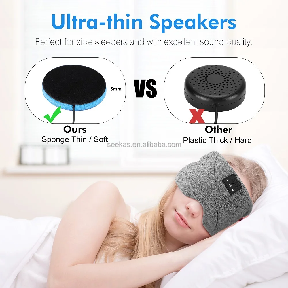 Bluetooth Sleeping Eye Mask with Built-in Speakers, Sleep Headphones Eye Mask with 35 Hours Continuous Music Playing Time