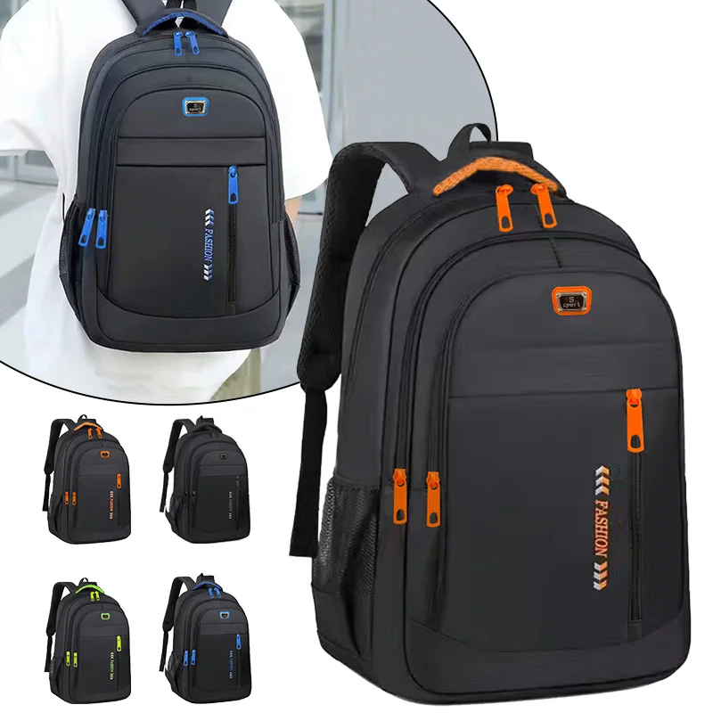Trendy Multi-Color Contrast-Zip Backpack Adjustable-Strap Lightweight for Daily Commute School &amp; Work Stylish Functional Bag