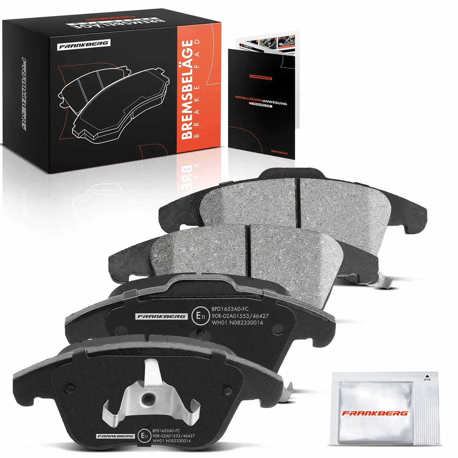 Frankberg 4x remblokken voor voor Hyundai i10, i20; KIA Picanto 1.0L, 1.1L, 1.2L, 2004–2014; 581010XA00, 581011JA60
