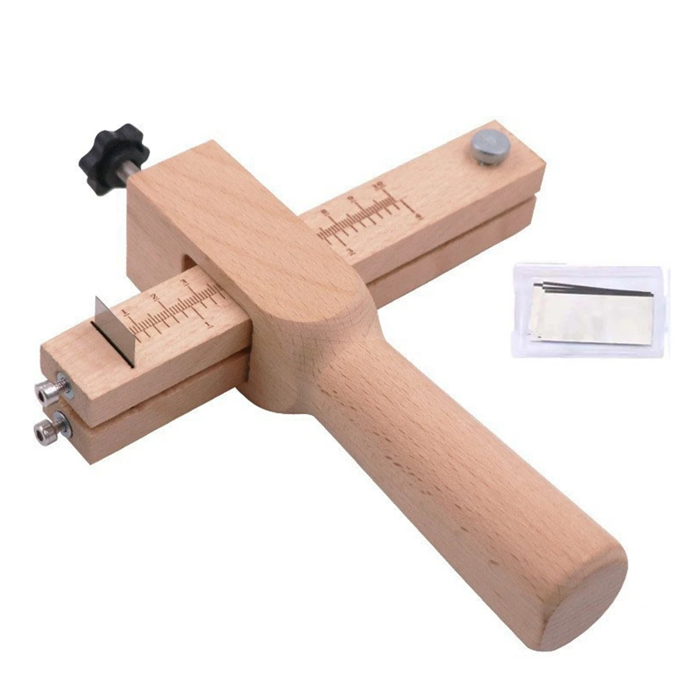 J1UL1N Wooden Belt Cutter Adjustable Cutting Tool For Leather Craft Handmade DIY Work Tools
