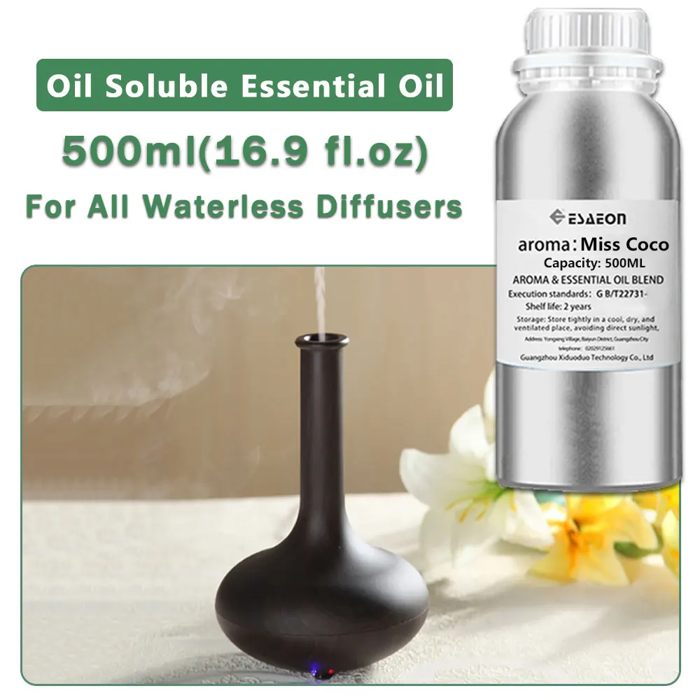 ESAEON Hotel Diffuser Replenishes Essential Oils - For All Waterless Aromatherapy Machines, Miss Coco/Cedar - 500ML (16.9 fl.oz)
