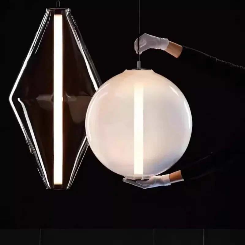 Nordic Minimalist Restaurant  LED Pendant Light  Modern Designer Glass Restaurant Small Pendant Light  Including Light Source