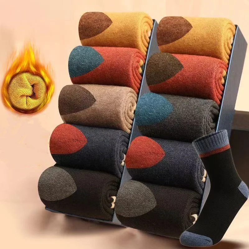 

10Pairs/Lot Winter Thicken Men's Socks Cotton Socks Random Color Warm Cold-resistant Antibacterial Socks for Men Size EU38-44