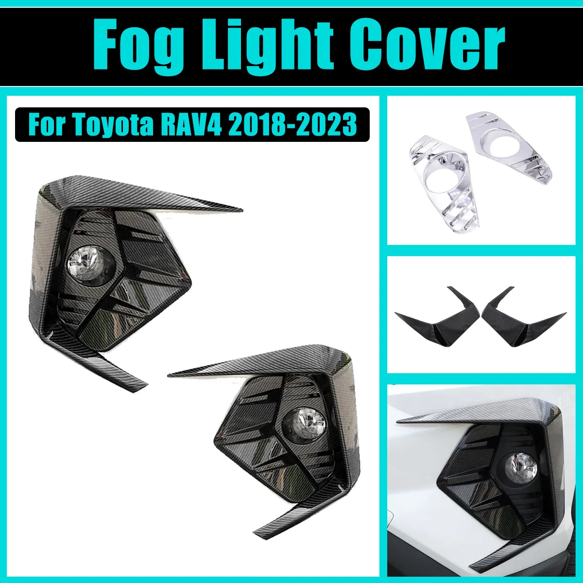 

Fog Light Cover For Toyota RAV4 XA50 2018-2023 2019 2020 2021 2022 2 PCS Trim Lower Fog Lamp Covers Car Front Bumper Accessories