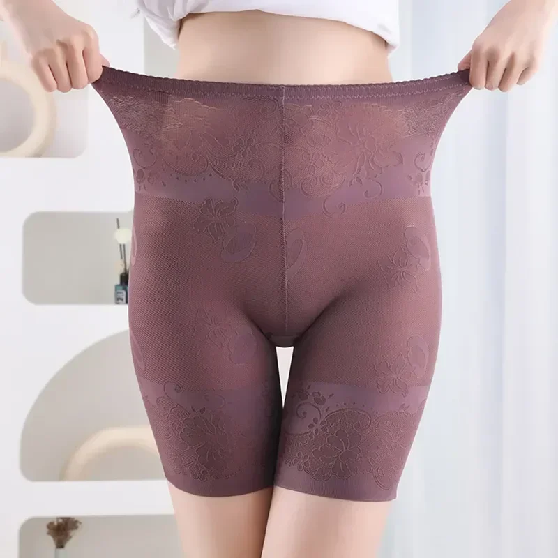 Size High Plus Waist Briefs Seamless Sexy Underwear Slimming Panties Shorts Safety Women Boxer Jacquard Underskirt Shaping