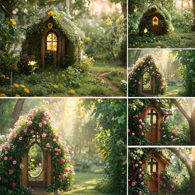 

LS Photography Background Spring Wonderland Forest Cottage Decor Baby Shower Kids Adult Portrait Photo Backdrop Studio