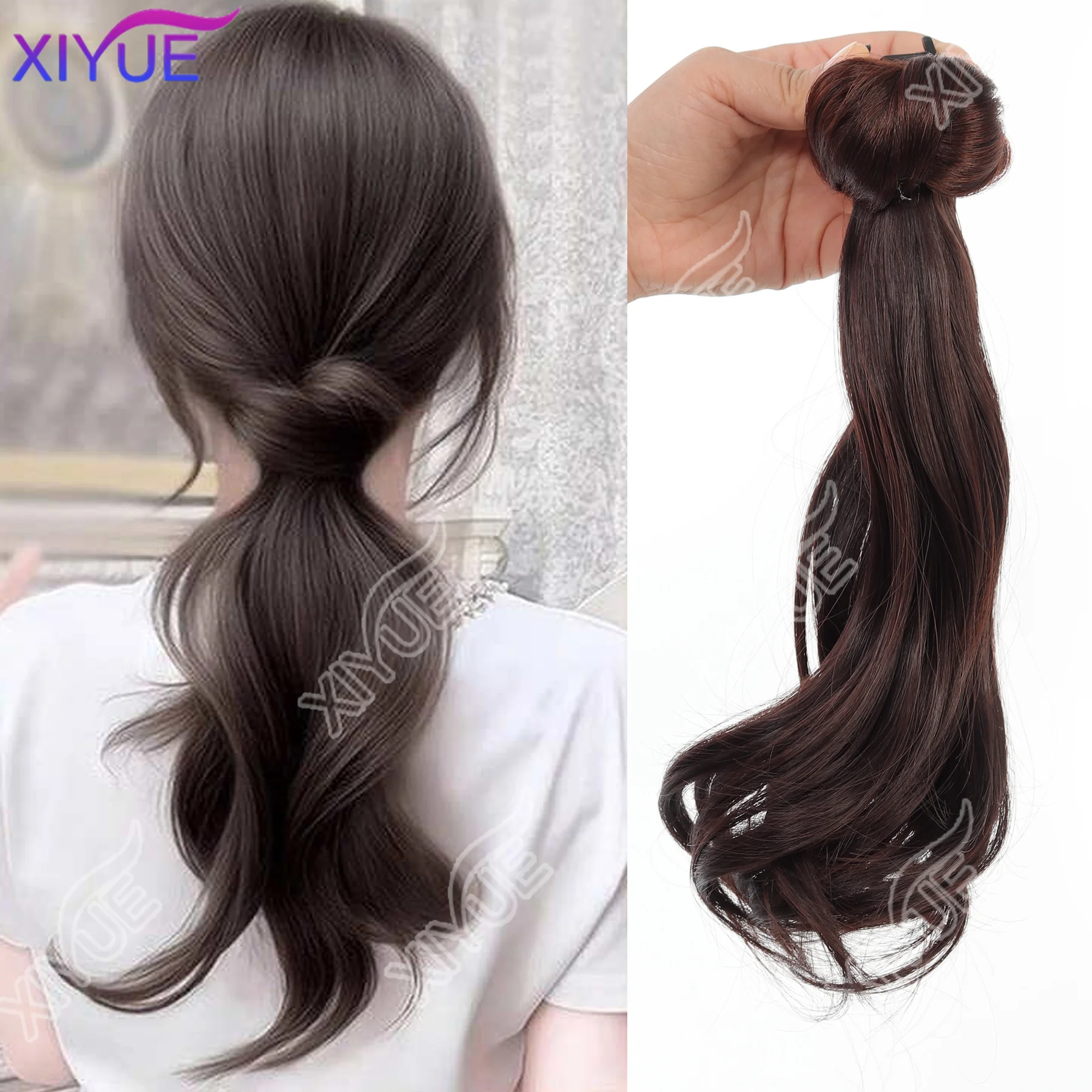 

Многослойный объемный волнистый синтетический парик, хвост с зажимами для захвата, пушистый волнистый зажим для когтей, волосы для женщин, термостойкий парик