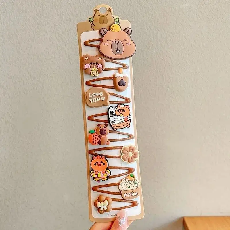 مجموعة مكونة من 10 شرائح شعر صغيرة شفافة على شكل كابيبارا للفتيات والنساء، زينة شعر للأطفال، مشبك غرة جانبي #4