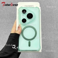 Airbag Shockproof Magnetic Wireless Charging Case For Huawei Pura 80 70 Ultra P60 P50 P40 P30 Pro Magsafe Clear Cover