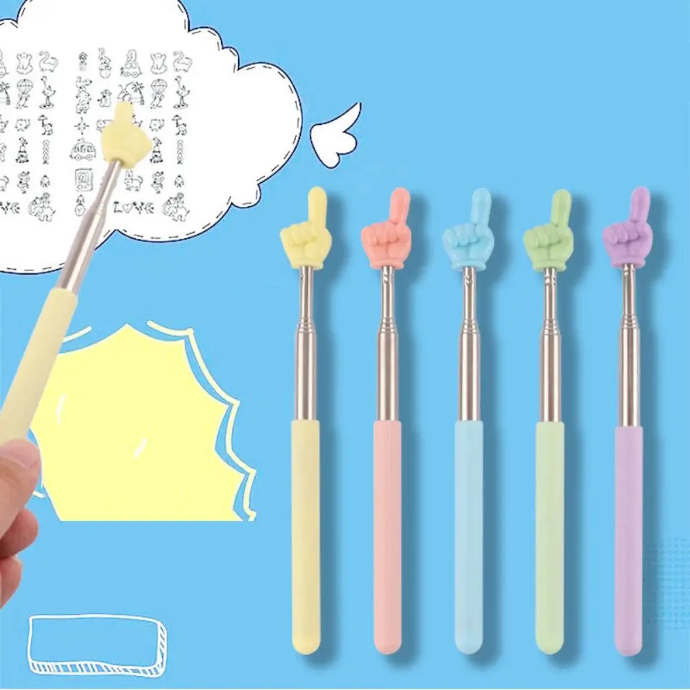 Retractable Reading Guide Pointer Anti-slip Telescopic Handheld Blackboard Presenter Stick Multi-functional Finger Shape
