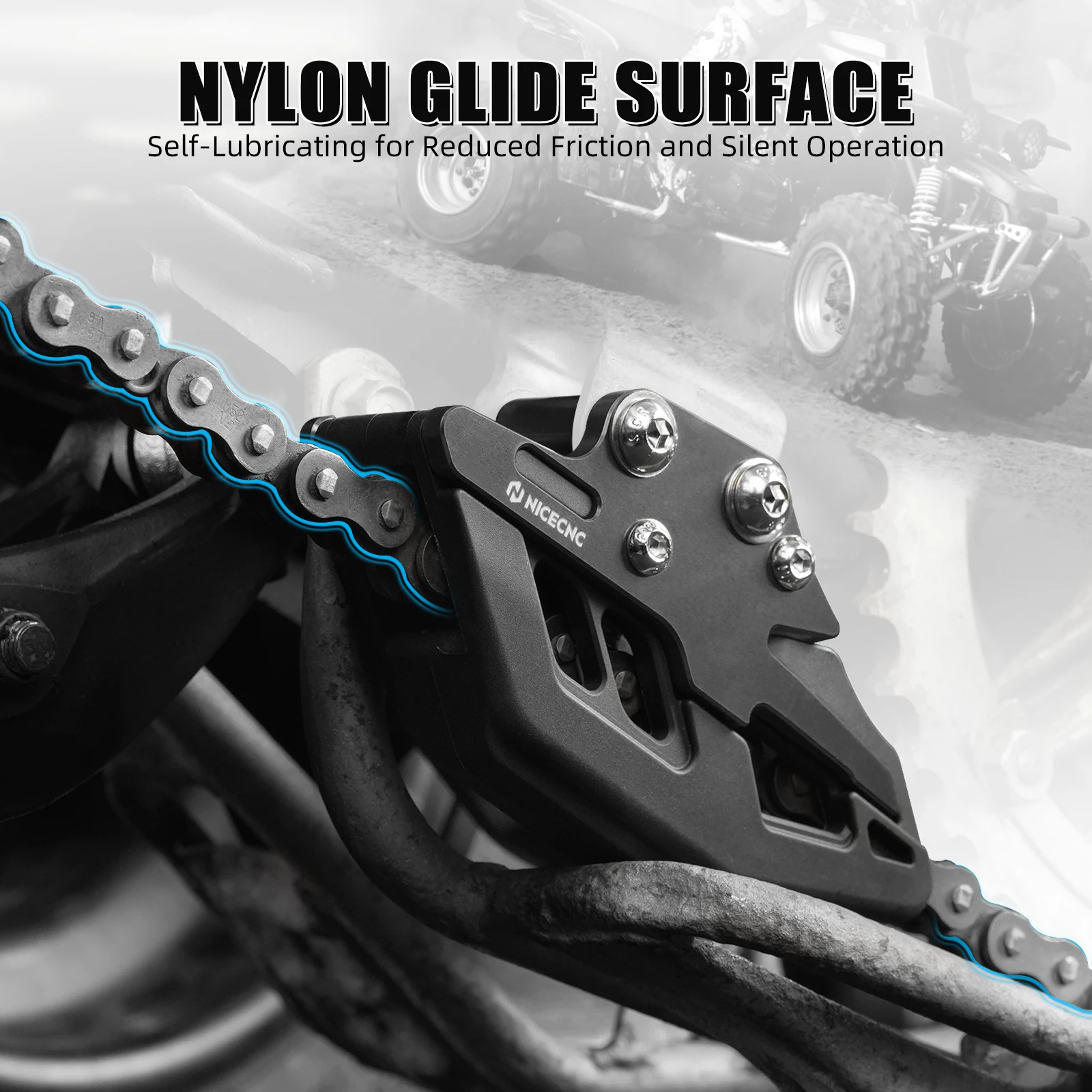 NICECNC Kettenführungsschutz für Yamaha Banshee 350 1987-2006, Schwingenschutz, Stärke, Glätte, ATV-Zubehör – Detail 6