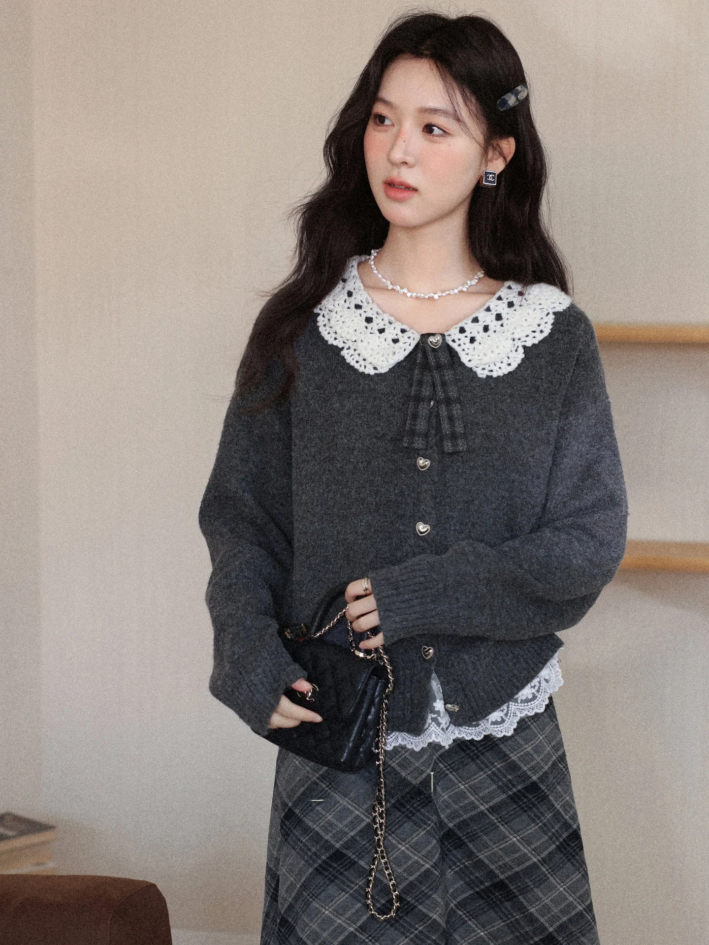 

Lazin Feeling Loose Women's Sweater Autumn Winter ort Sle Two-Piece Fake Night Outfits Floral ey Top Casual Sle