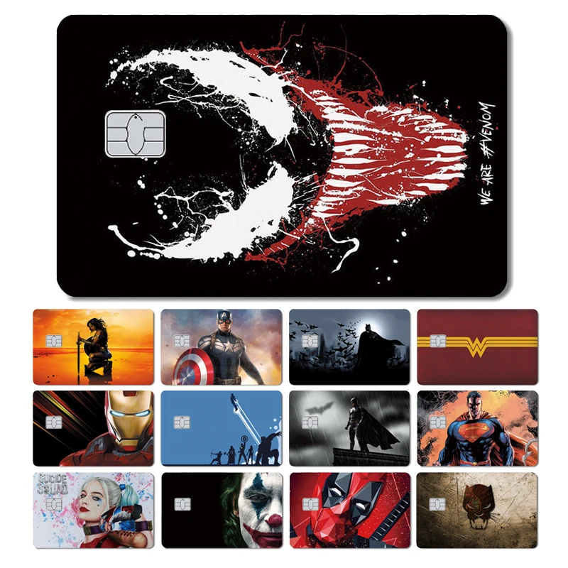 The Avengers Spider Man Batman Superman Deadpool Iron Man Marvel Matte Cover Sticker Film Skin for Credit Debit Card