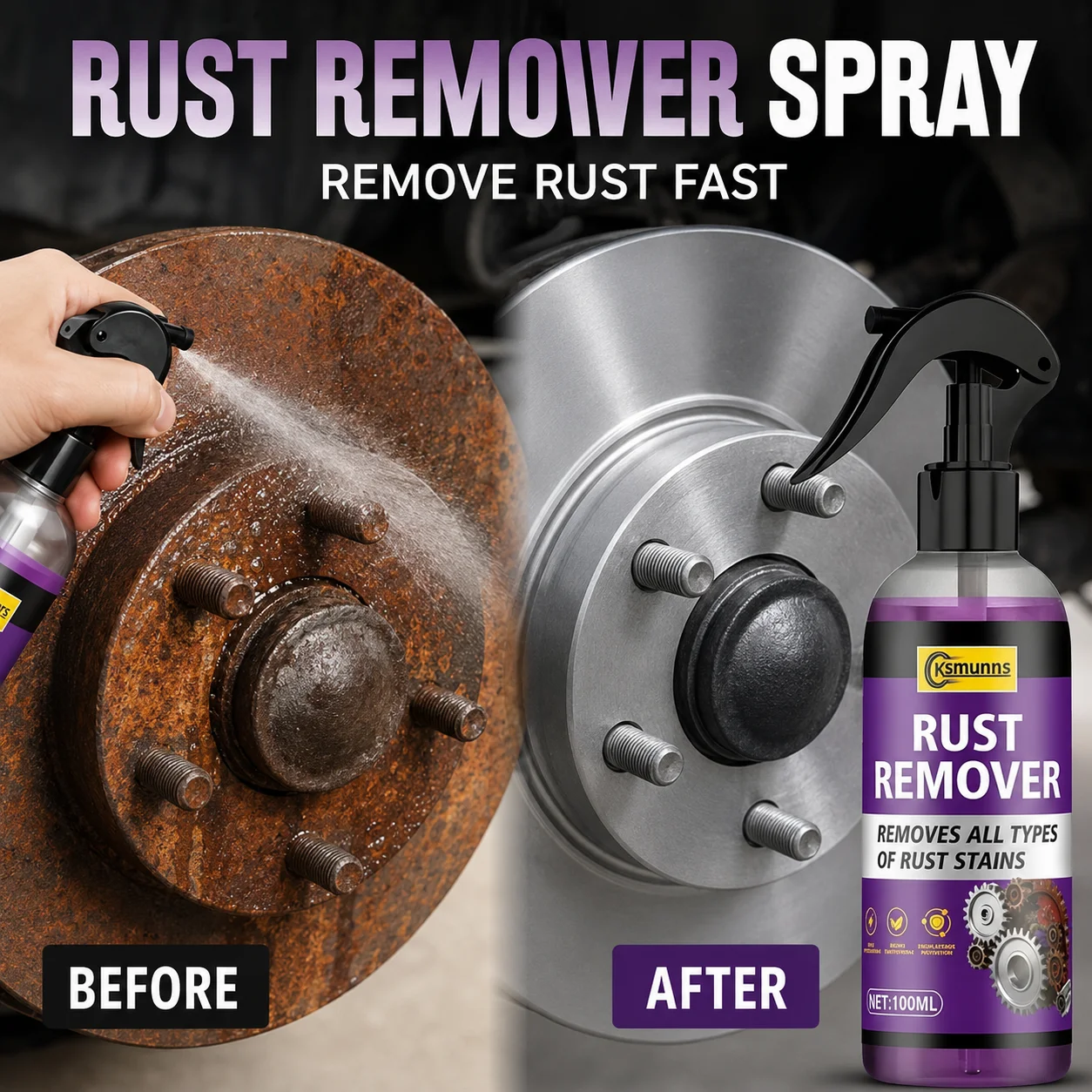 Powerful Metal Rust Remover Cleaner for Tools Automotive Parts Kitchen Hardware and Garage Equipment