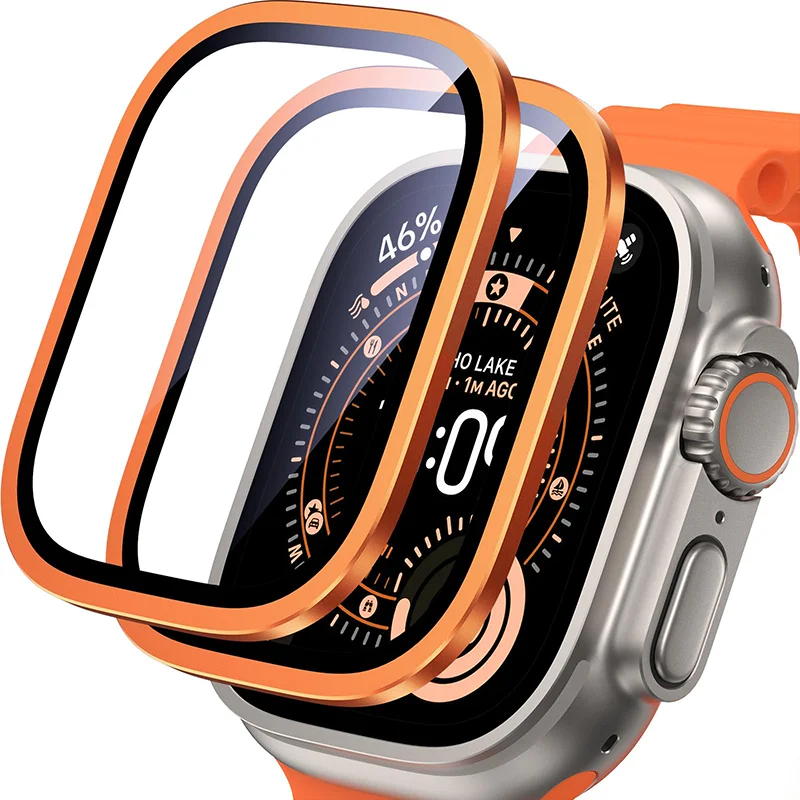 2 Stück HD Metall-Hartglas für Apple Watch Ultra 3 49mm Displayschutzfolie Kratzfester Stoßfänger Vollschutzfolie für IWatch Ultra 2 49mm