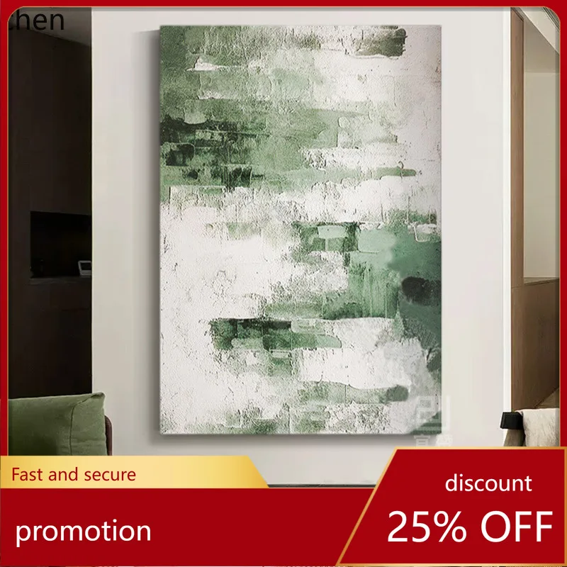 YFY  hand-painted oil painting - italian green textured art for living room, dining room, sofa backdrop, and entryway