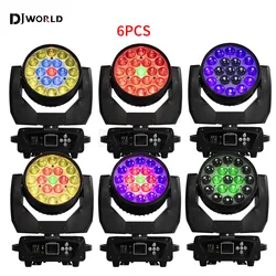 6PCS/SET 19x15W LED Wash Zoom Moving Head Light RGBW Beam Lighting DMX Professional Stage Disco Party Bar KTV Bar Stage Effect