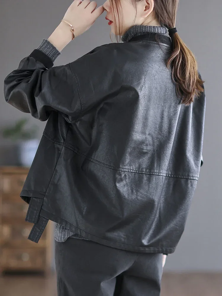 Blouson de motard en similicuir pour femme, vêtement de luxe, punk, punk, noir, à la mode, automne 2024