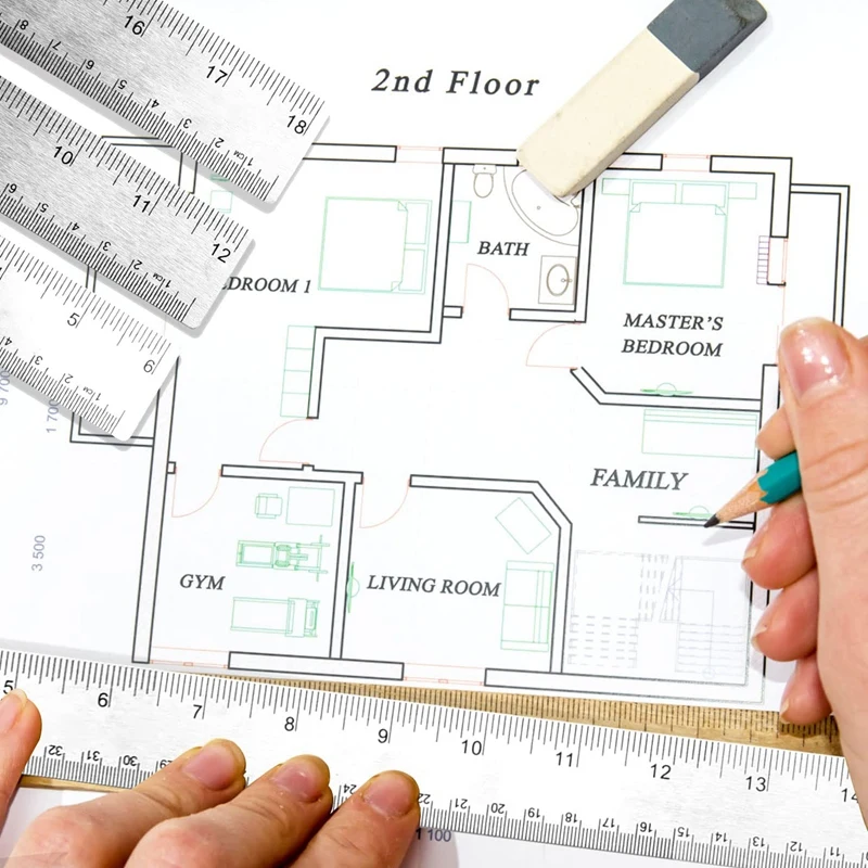 Metal Ruler 3 Pieces Stainless Steel Ruler With Cork Backing Non Slip Straight Edge Metal Ruler For Office School Work