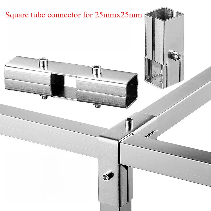 

1 шт., квадратный трубчатый соединитель из нержавеющей стали для квадратной трубки 25 мм x 25 мм/трубного фланца, вешалка для одежды/аксессуары для рамы шкафа