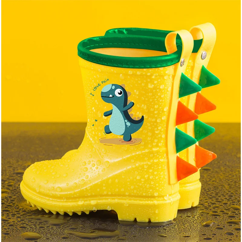 

Kids Cartoon Dinosaur Print Rain Boots | Non-Slip Soft Sole Waterproof Rain Shoes for Boys Girls | Children's Ankle Rain Boots