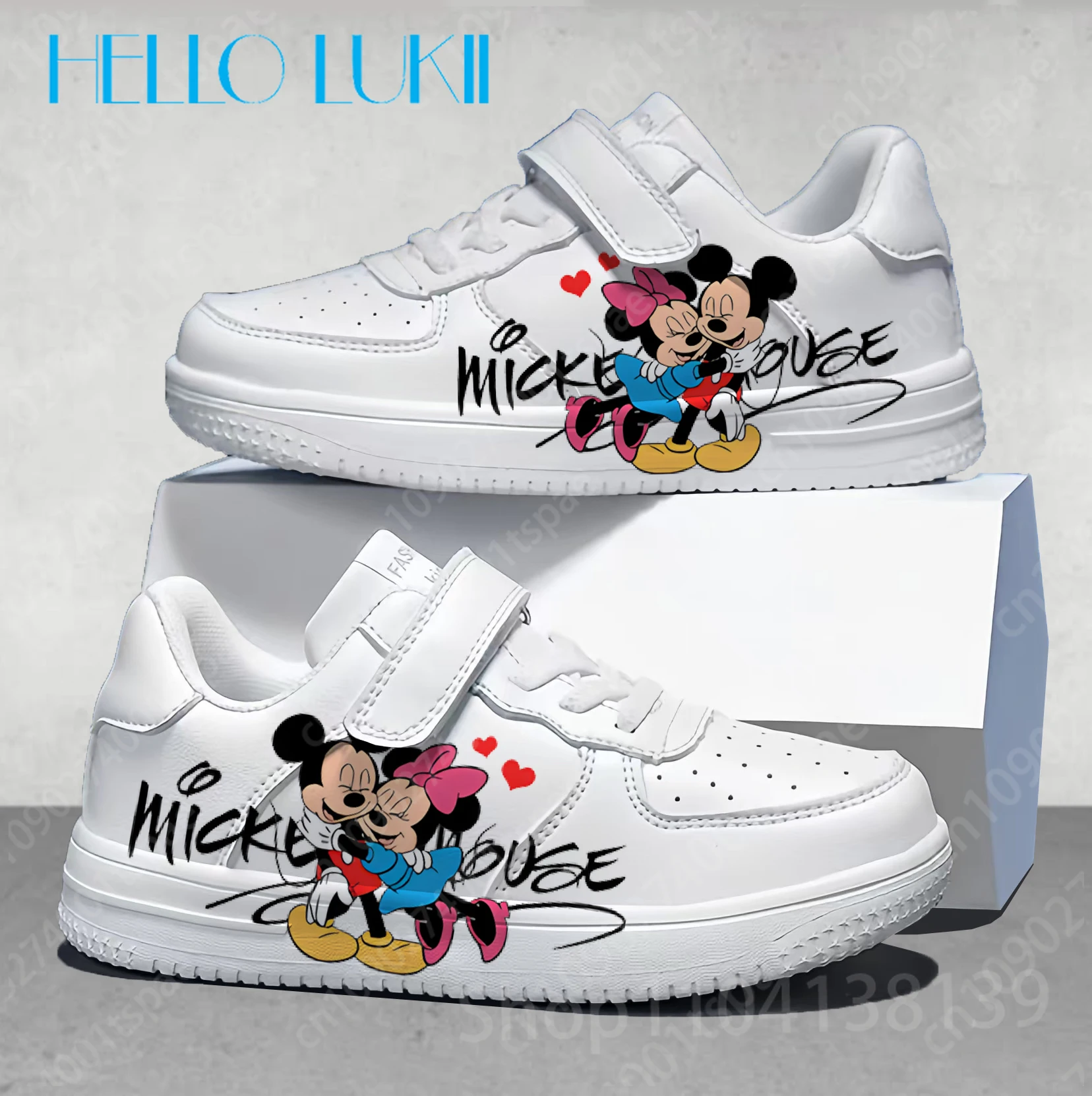 Mickey minnie mouse รองเท้าเด็กรองเท้าผ้าใบเด็กหญิงรองเท้าผ้าใบเด็กแฟชั่นกีฬารองเท้าสบายๆบาสเกตบอลของขวัญ