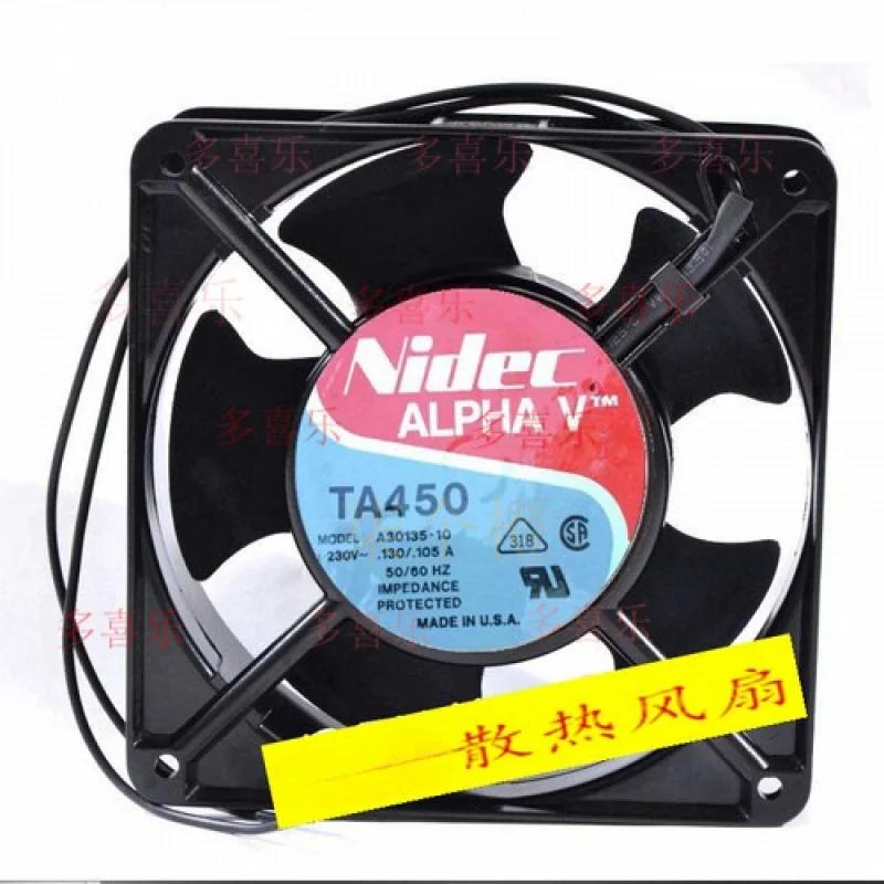 

ZMZM 1 PCS for NIDEC Fan TA450 A30135-10 AC 230V .130/.105A 12038 12CM 2 wire