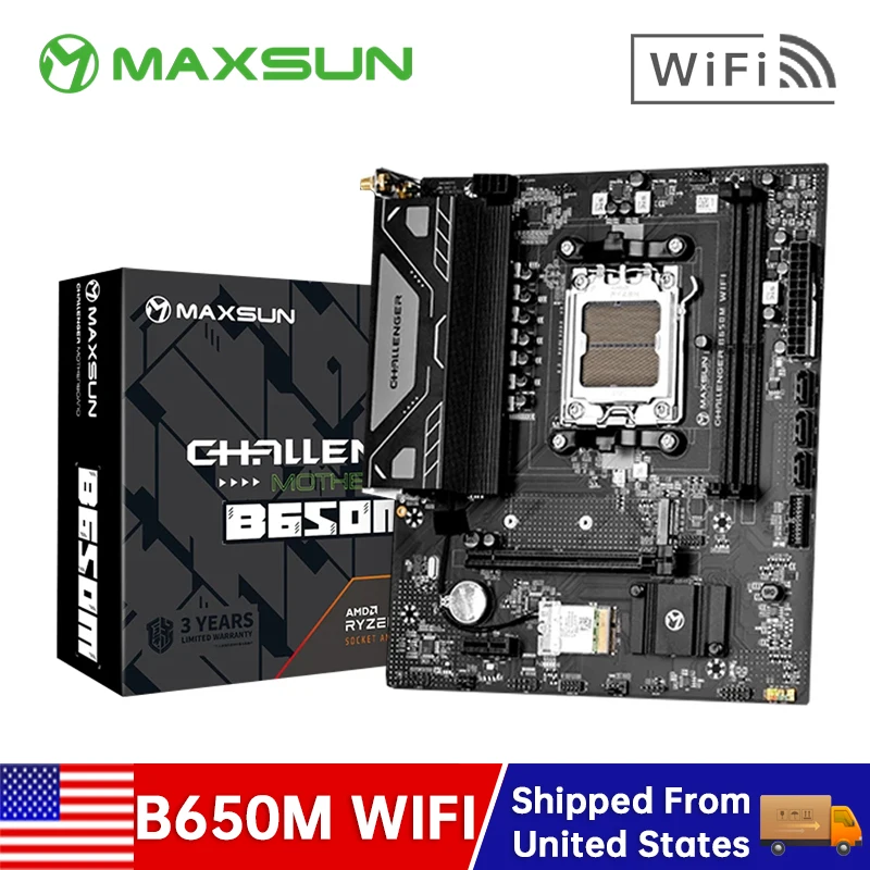 MAXSUN Motherboard Challenger B650M WiFi AMD Computer Components Support AMD CPU AM5 7500F/7900X/7700X/7600X Bluetooth in USA