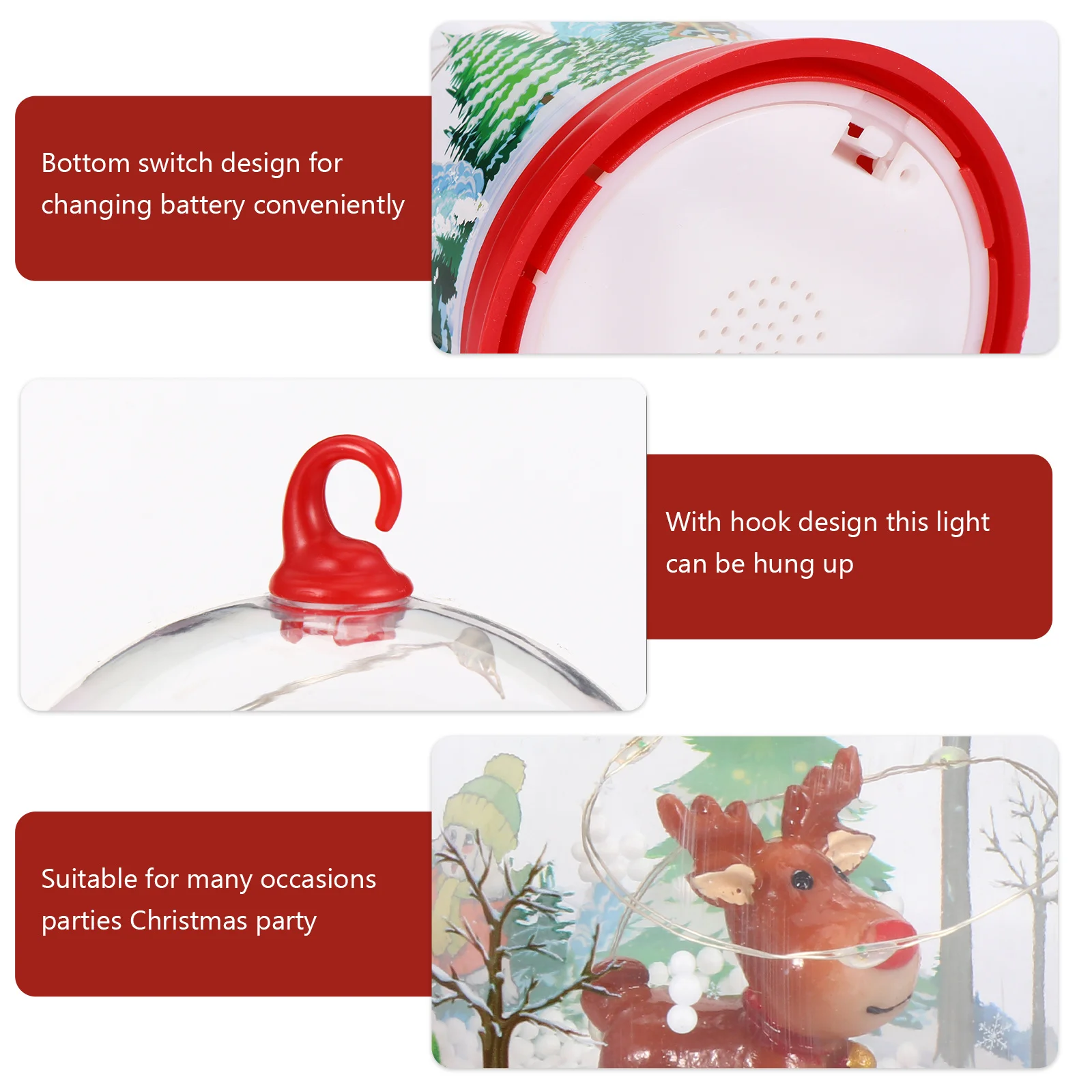 

1Pcs Christmas Reindeer Light Warm Decorative Lamp with Hook for Holiday Party Desktop Night Light Christmas Decor