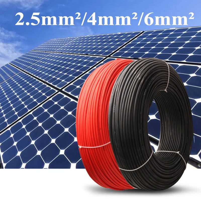 14/12/10 AWG Solar Panel Extension Cable Tinned Copper 2.5mm2 4mm2 6mm2 Solar Power Cable Wire for PV Panels Connection