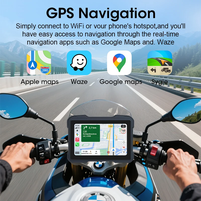 راديو دراجة نارية Srnubi مقاس 5 بوصات لسيارات BMW R1200GS/ R1250GS/ R1300GS /S1000XR ملاحة GPS CarPlay Android ستيريو تلقائي للدراجات النارية