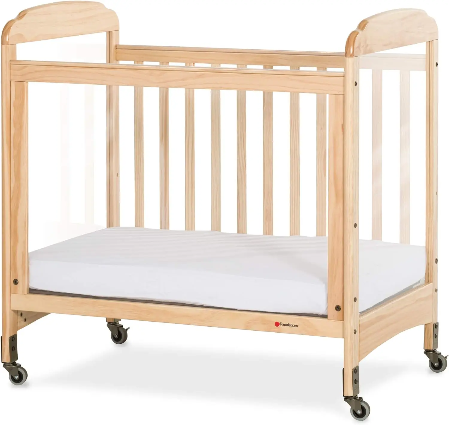 Serenity 3-Panel ClearView Compact Crib, Fixed-Side, Natural Wood