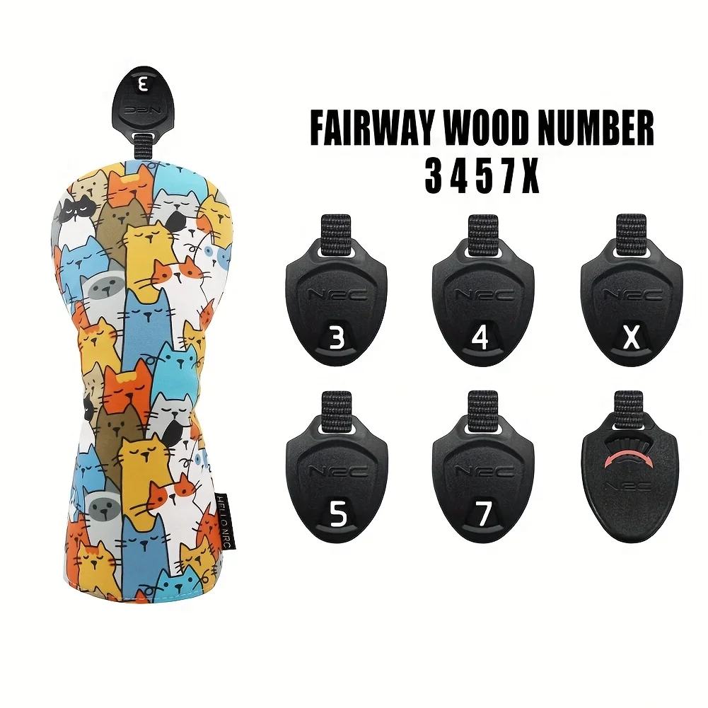 قطعة واحدة/3 قطع من أغطية رأس الجولف للسائق والغابات - غطاء رأس من مادة البولي يوريثان الفاخر، مصممة لتناسب جميع الغابات والسائقين (قطط لطيفة