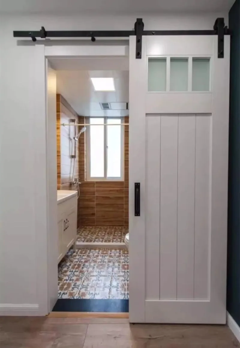 Solid wood soundproof indoor barn door sliding door with hardware kit